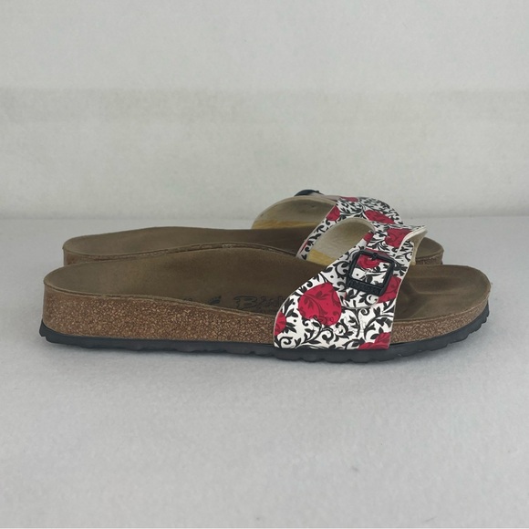 Birki’s Madrid Heart Sandals Women’s EUR 38 US 7-7.5 Black Swirl Red Heart Slide - Picture 4 of 12